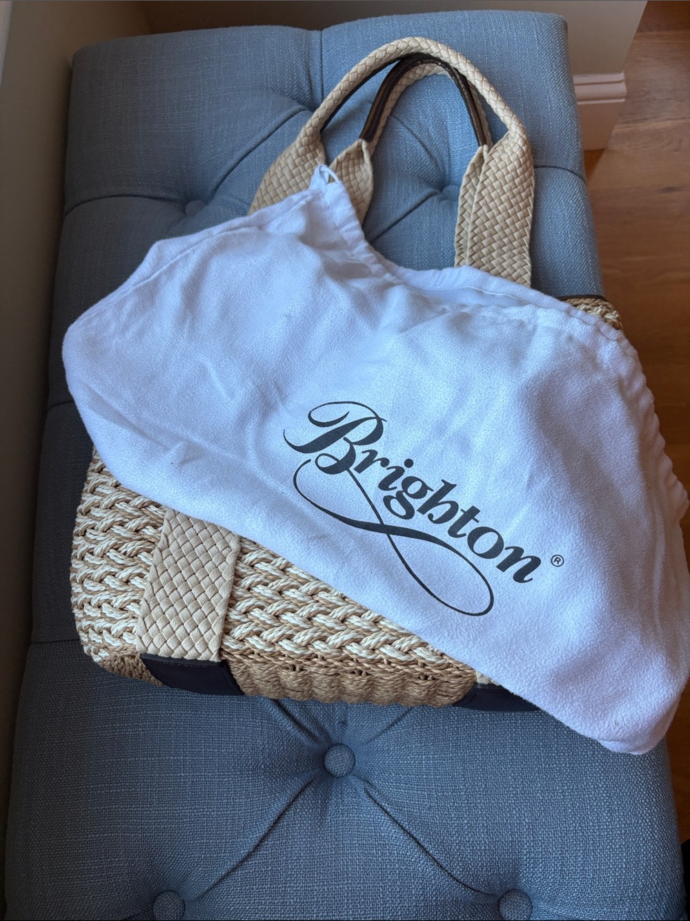 NWT Brighton Woven Straw Tote Bag in Cream - Picture 11 of 14
